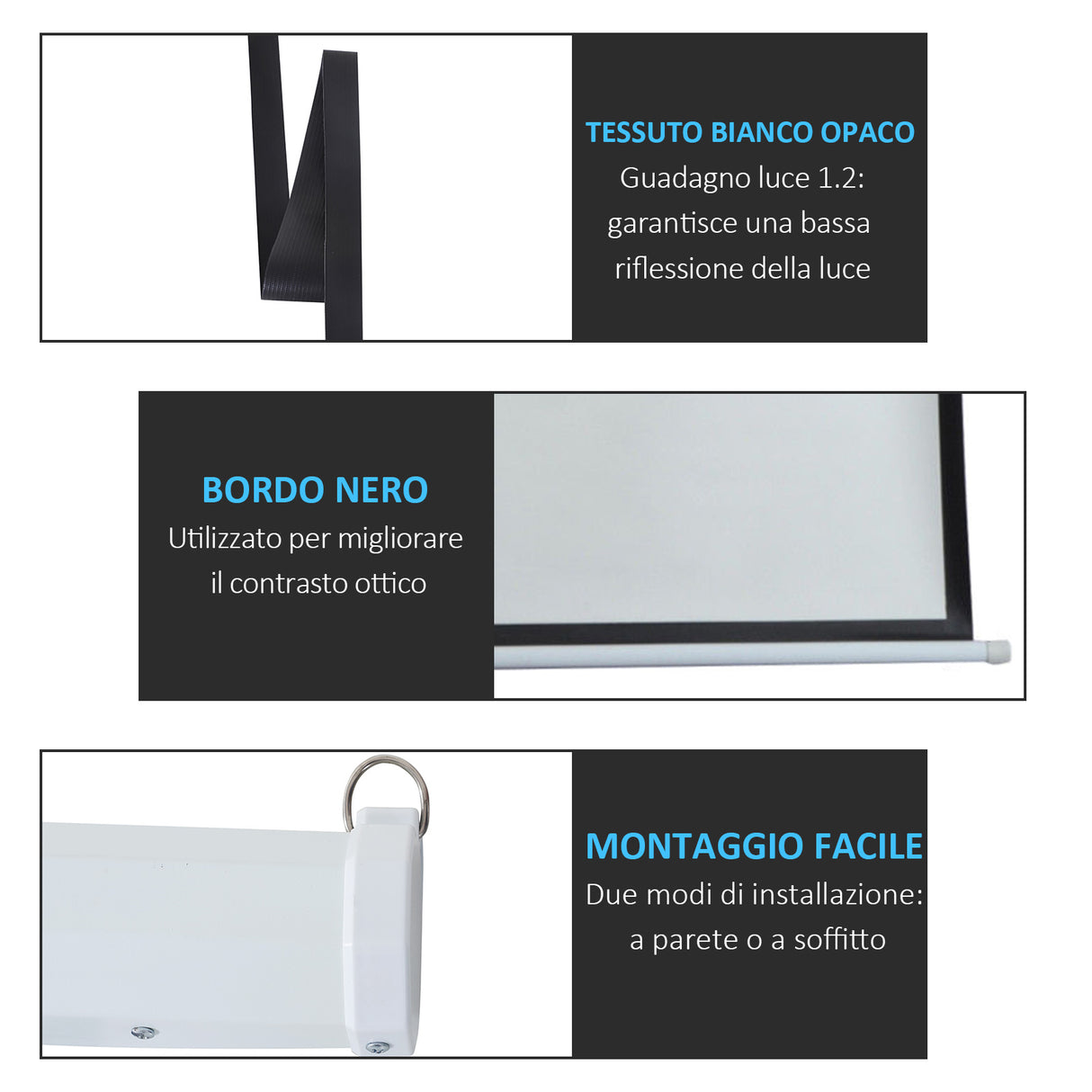 easycomfort easycomfort schermo proiezione motorizzato e avvolgibile per proiettore 100 pollici bianco ean 8054144130989