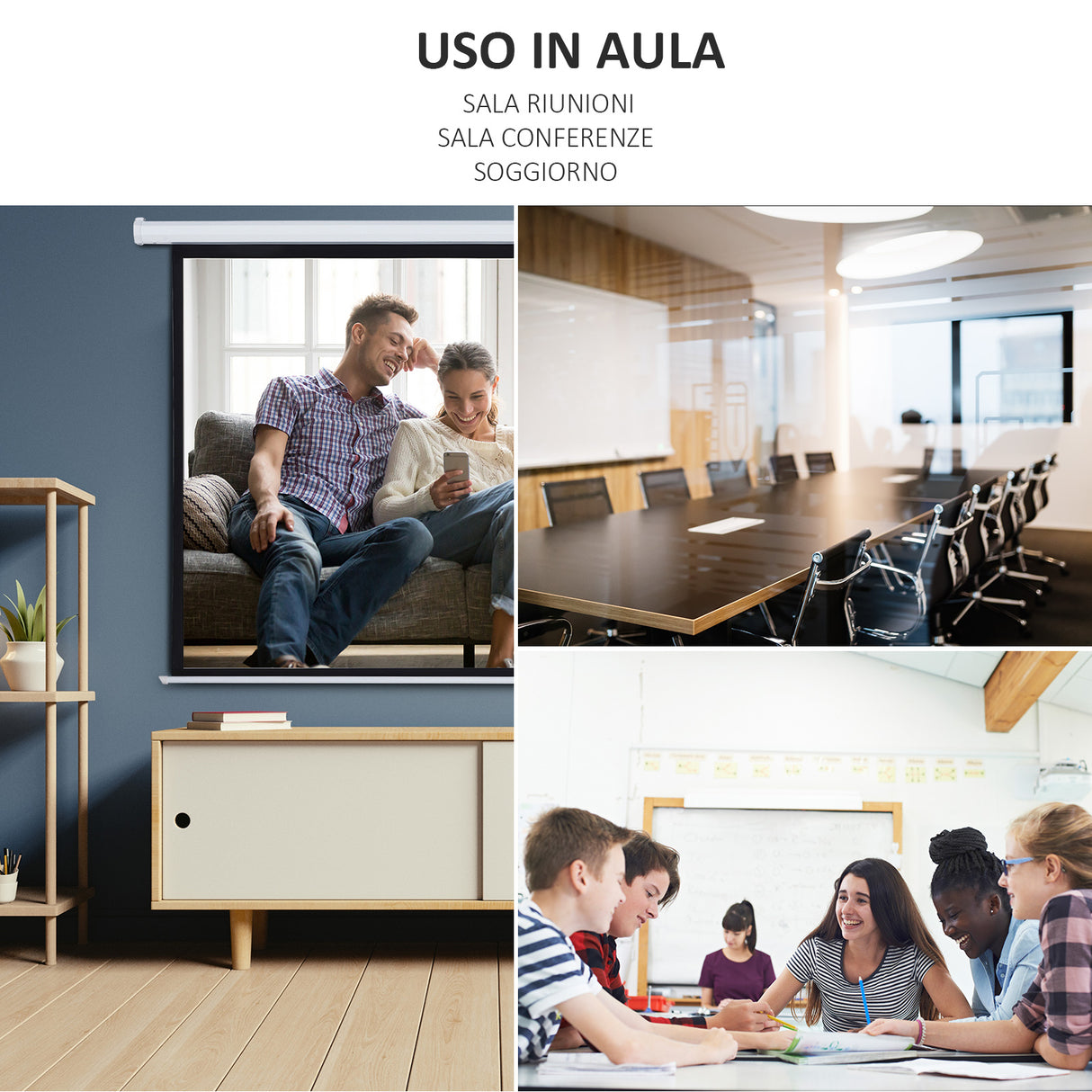 easycomfort easycomfort schermo proiezione motorizzato e avvolgibile per proiettore 100 pollici bianco ean 8054144130989