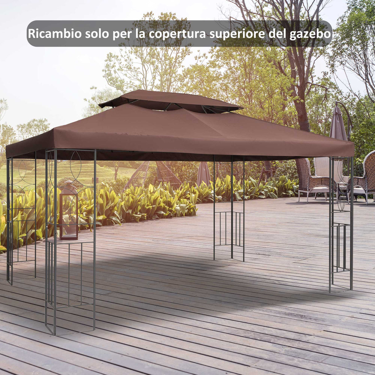 easycomfort easycomfort tetto di ricambio per gazebo da giardino impermeabile doppio tetto 3x4m ean 8054111843775