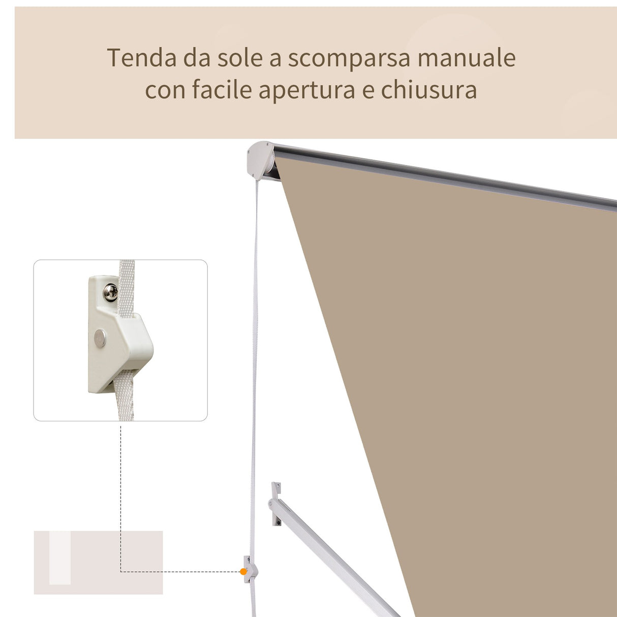 easycomfort easycomfort tenda da sole avvolgibile a parete a caduta beige 180x70cm ean 8054144132839