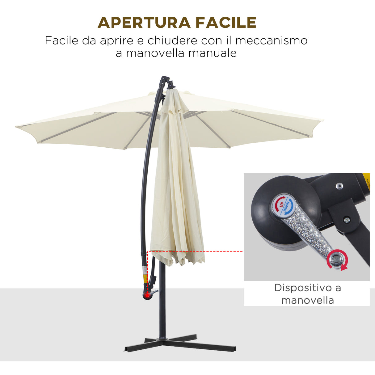 easycomfort easycomfort ombrellone parasole decentrato da giardino da spiaggia ferro 3m beige ean 8054111842259