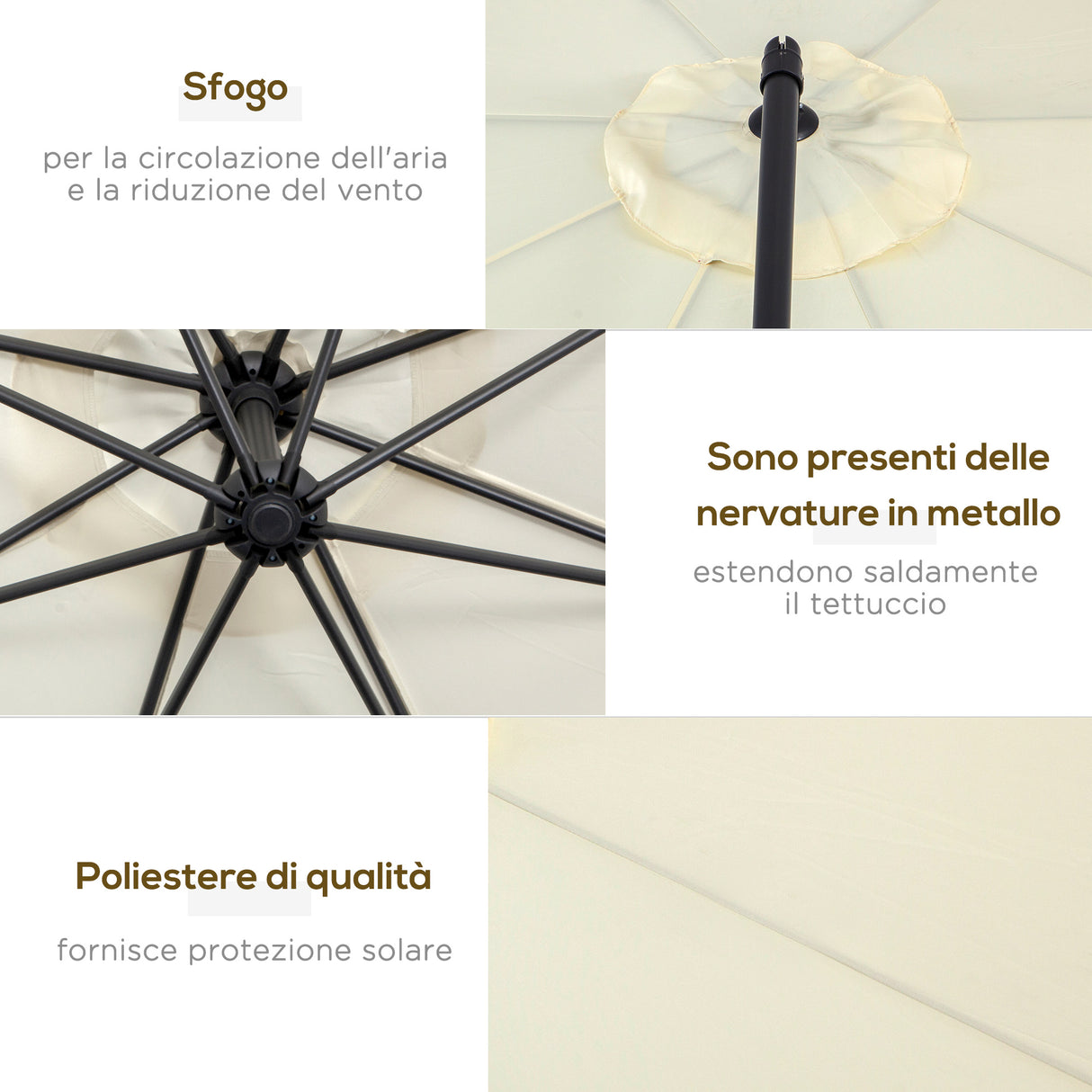 easycomfort easycomfort ombrellone parasole decentrato da giardino da spiaggia ferro 3m beige ean 8054111842259