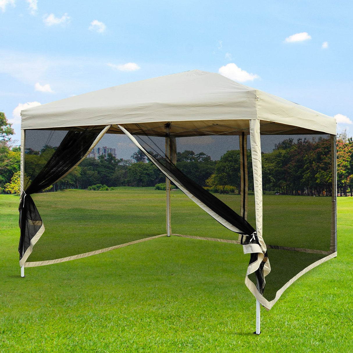 easycomfort easycomfort gazebo impermeabile con pareti rimovibili struttura in acciaio e copertura oxford crema 3x3m ean 8054111841436