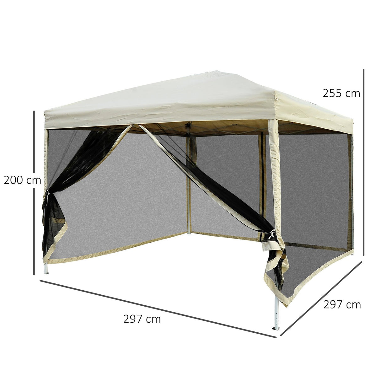 easycomfort easycomfort gazebo impermeabile con pareti rimovibili struttura in acciaio e copertura oxford crema 3x3m ean 8054111841436