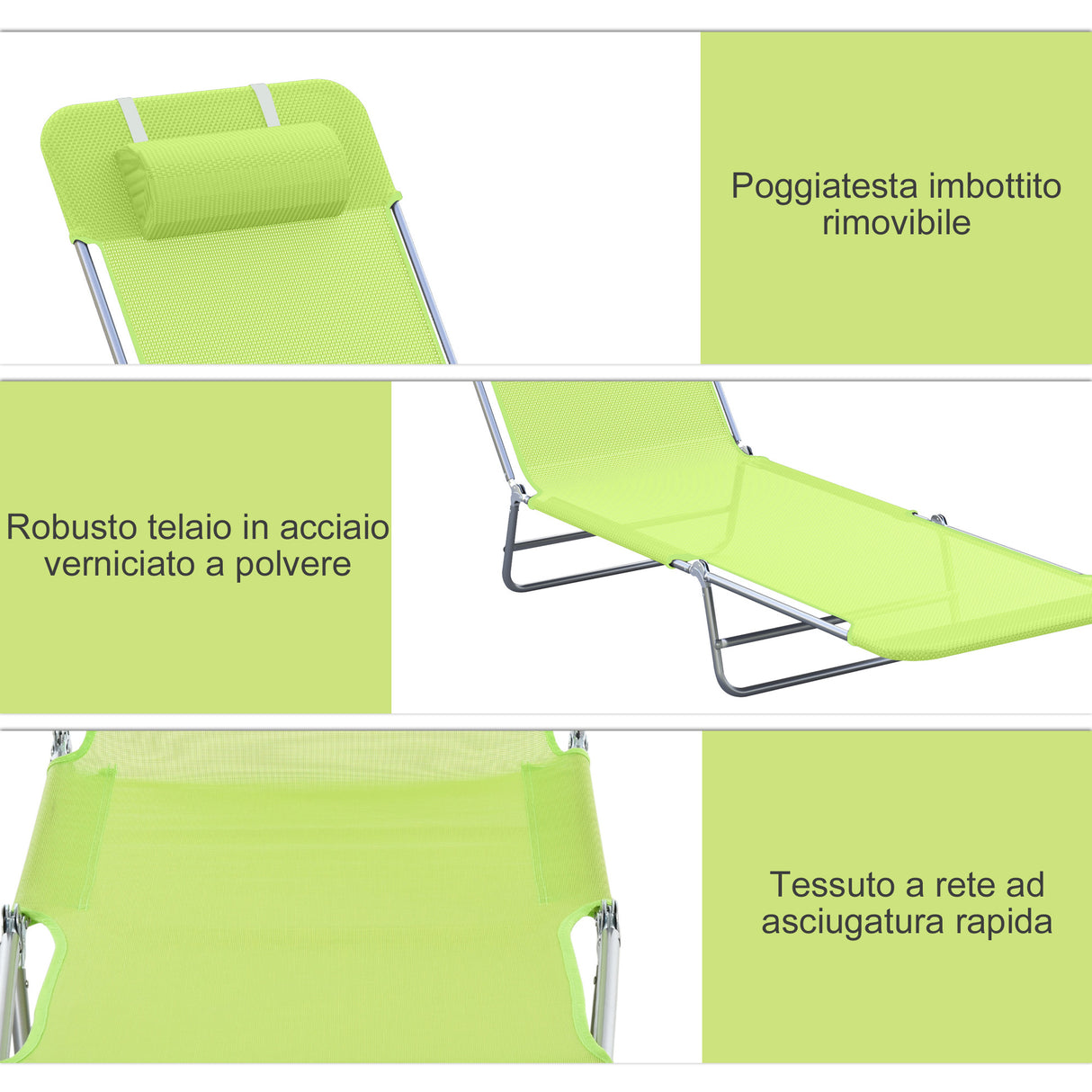 easycomfort easycomfort sdraio pieghevole reclinabile con cuscino da giardino spiaggia verde chiaro ean 8054111840361