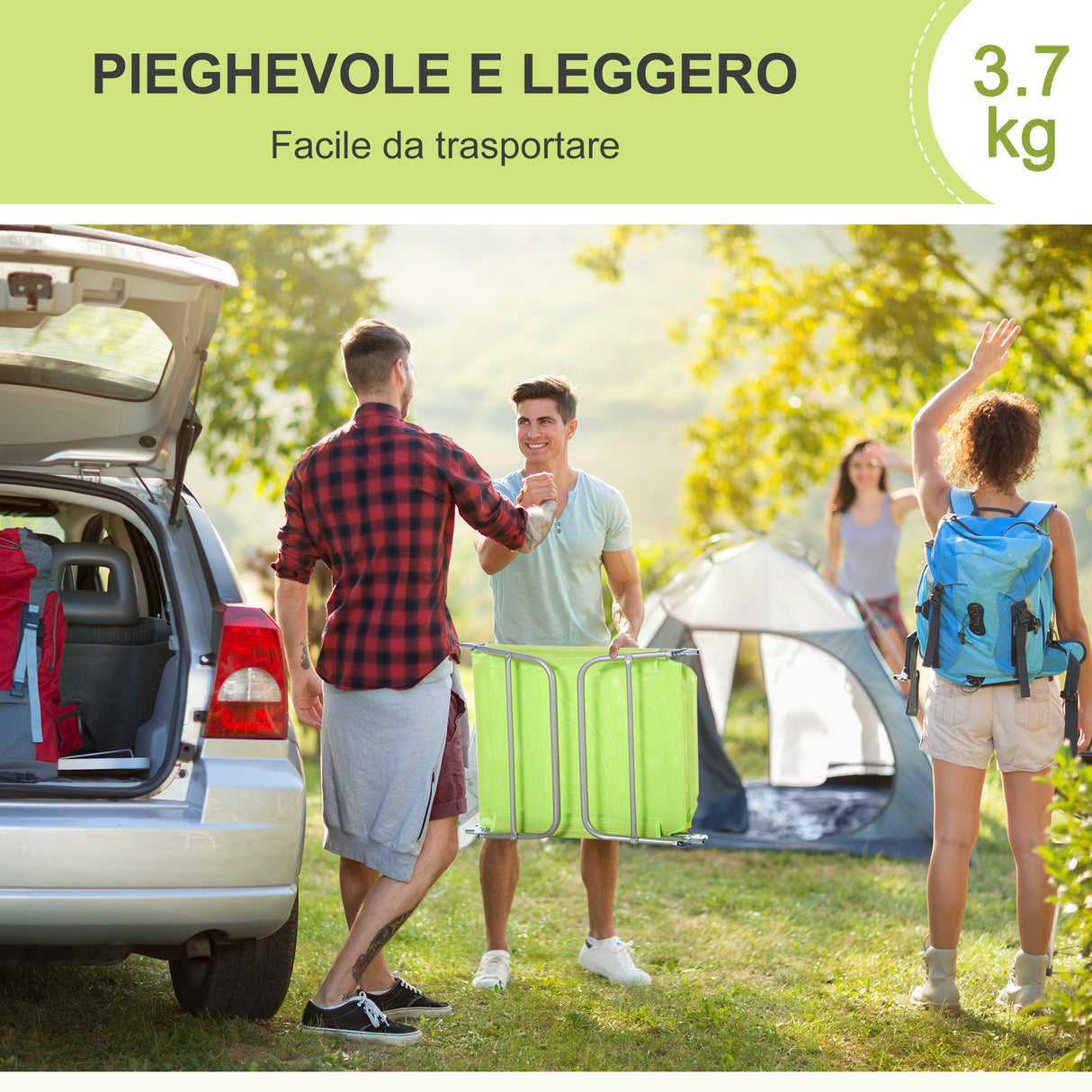 easycomfort easycomfort sdraio pieghevole reclinabile con cuscino da giardino spiaggia verde chiaro ean 8054111840361