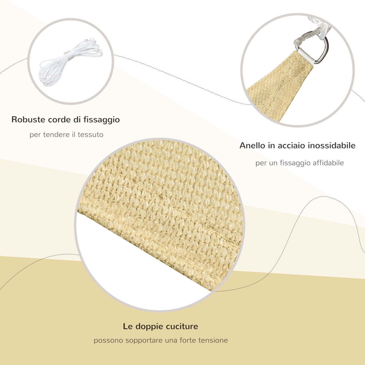 easycomfort easycomfort tenda da sole triangolare in hdpe sabbia 3x3x3m ean 8054144132419
