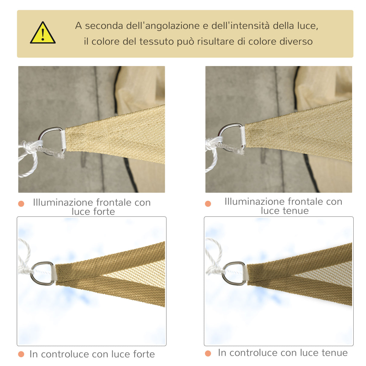 easycomfort easycomfort tenda da sole triangolare in hdpe sabbia 3x3x3m ean 8054144132419