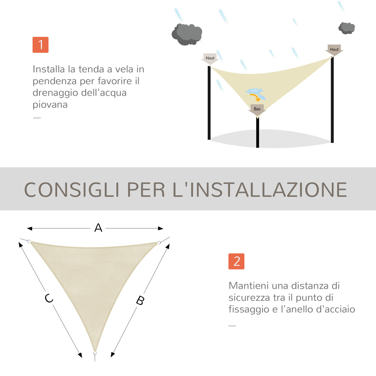 easycomfort easycomfort tenda da sole triangolare tenda a vela anti uv crema 5x5x5m ean 8055776914183