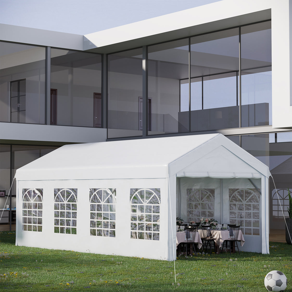 easycomfort easycomfort gazebo da esterno tendone per feste telaio in acciaio impermeabile bianco 8x4x2.8m