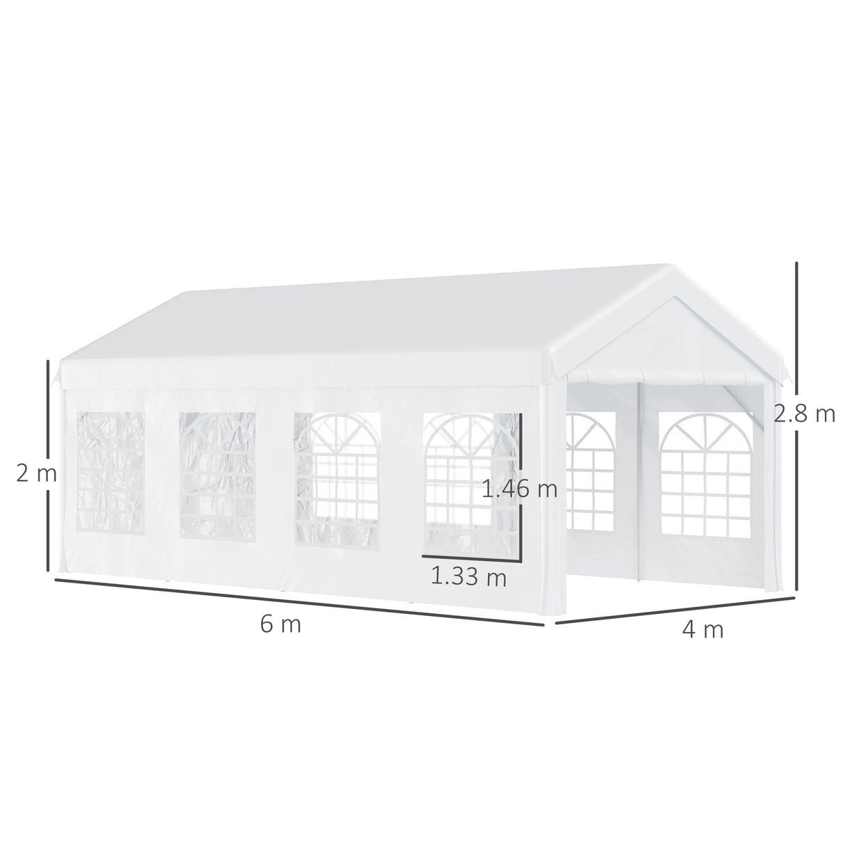 easycomfort easycomfort gazebo da esterno tendone per feste telaio in acciaio impermeabile bianco 8x4x2.8m