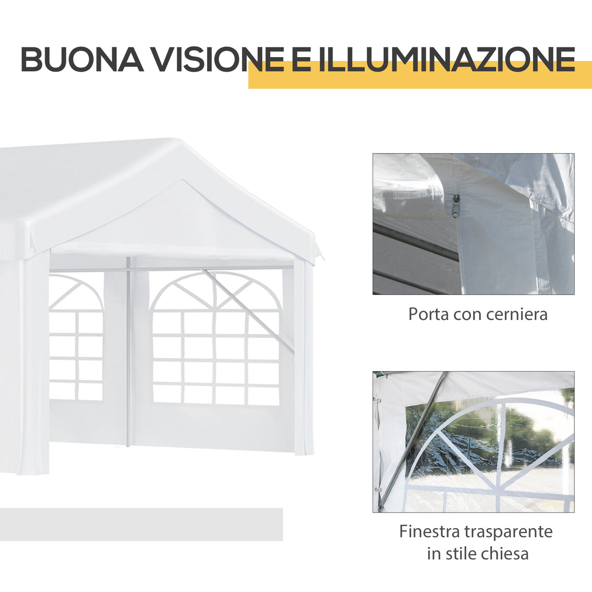 easycomfort easycomfort gazebo da esterno tendone per feste telaio in acciaio impermeabile bianco 8x4x2.8m