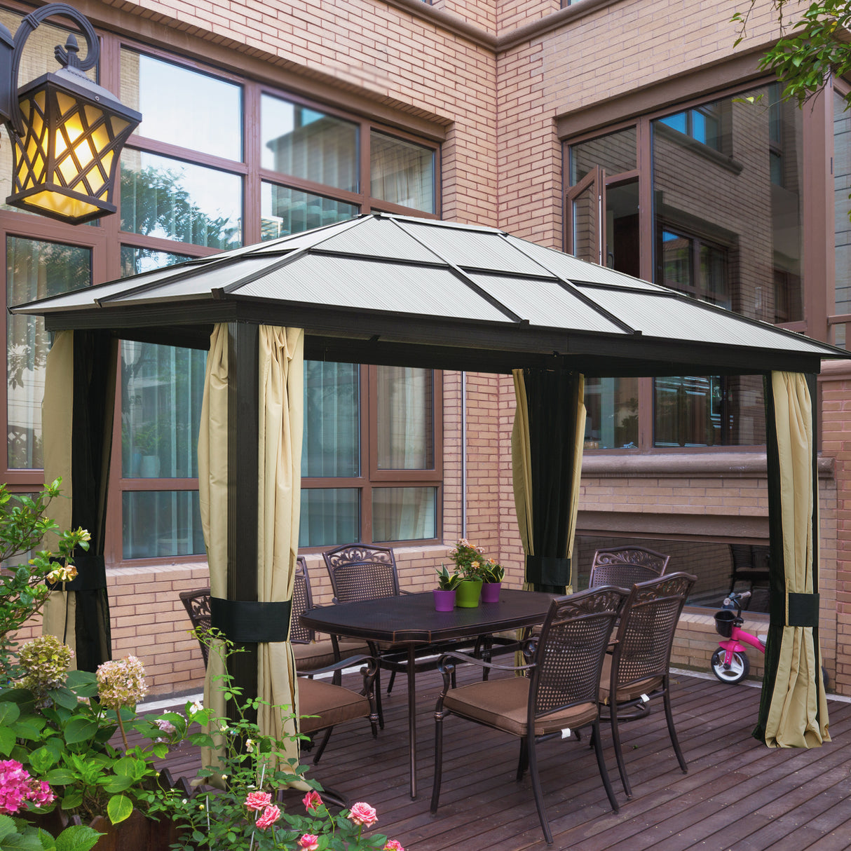 easycomfort easycomfort gazebo di lusso in alluminio tendone da giardino 300x360x265cm