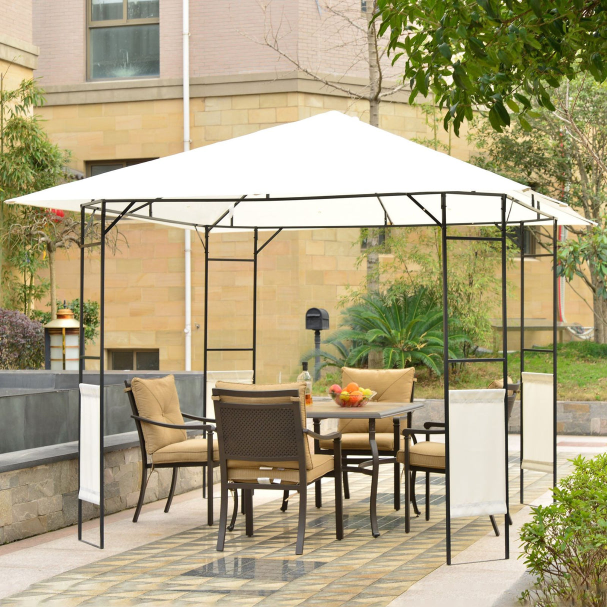 easycomfort easycomfort tendone gazebo da giardino bianco in metallo 3x3m ean 8054144130101