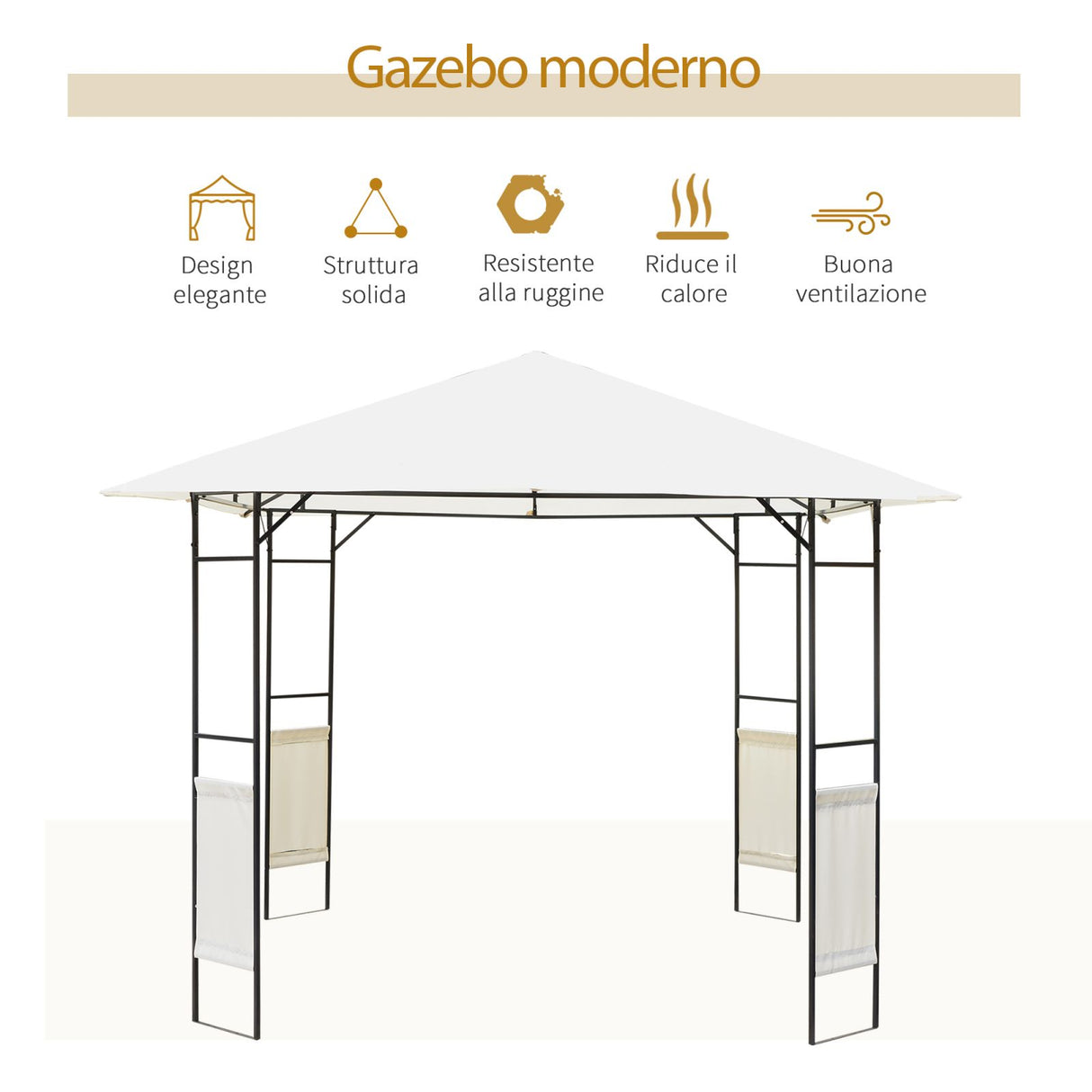 easycomfort easycomfort tendone gazebo da giardino bianco in metallo 3x3m ean 8054144130101