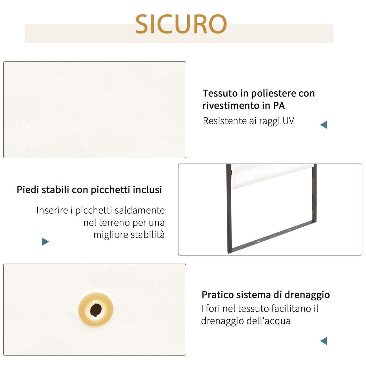 easycomfort easycomfort tendone gazebo da giardino bianco in metallo 3x3m ean 8054144130101