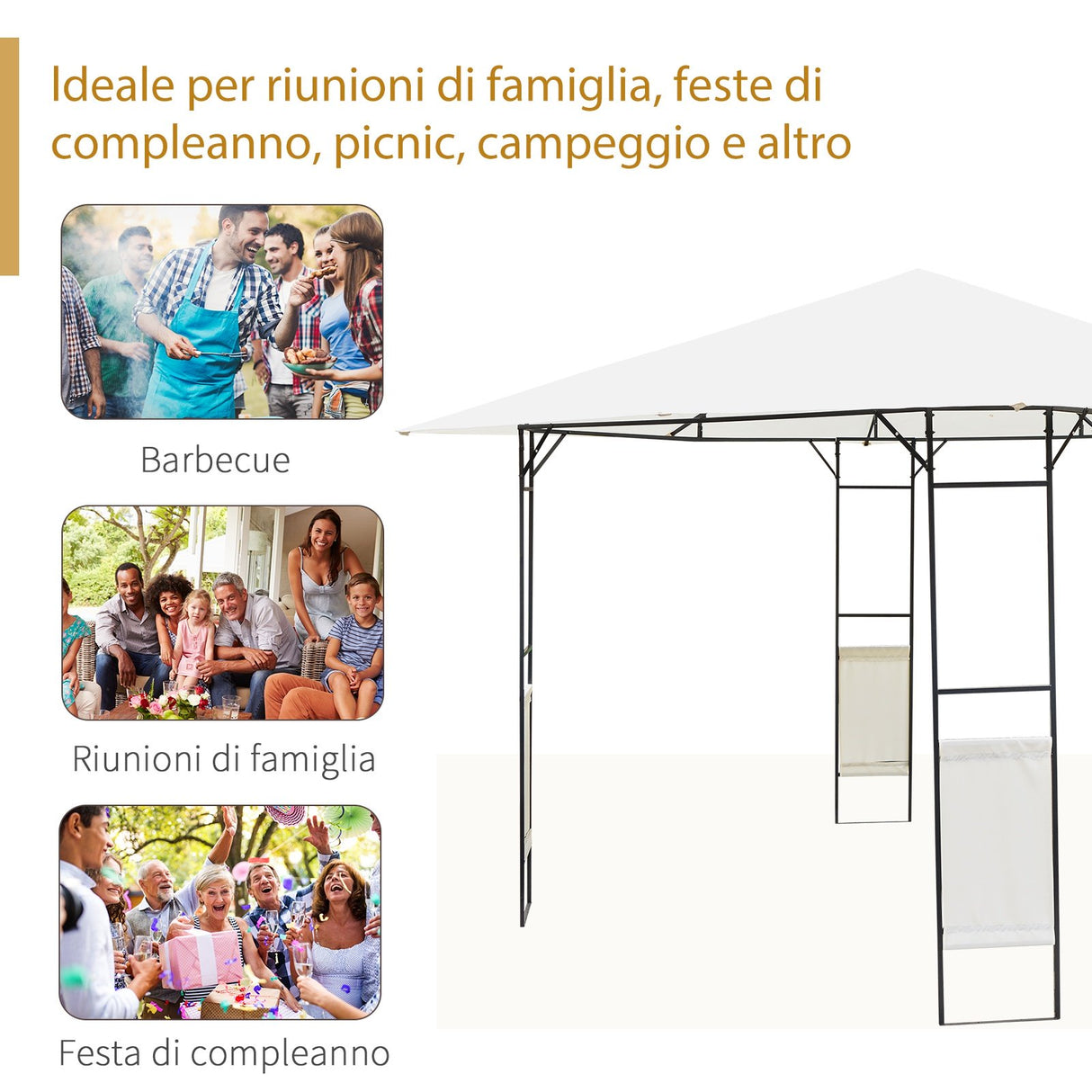 easycomfort easycomfort tendone gazebo da giardino bianco in metallo 3x3m ean 8054144130101