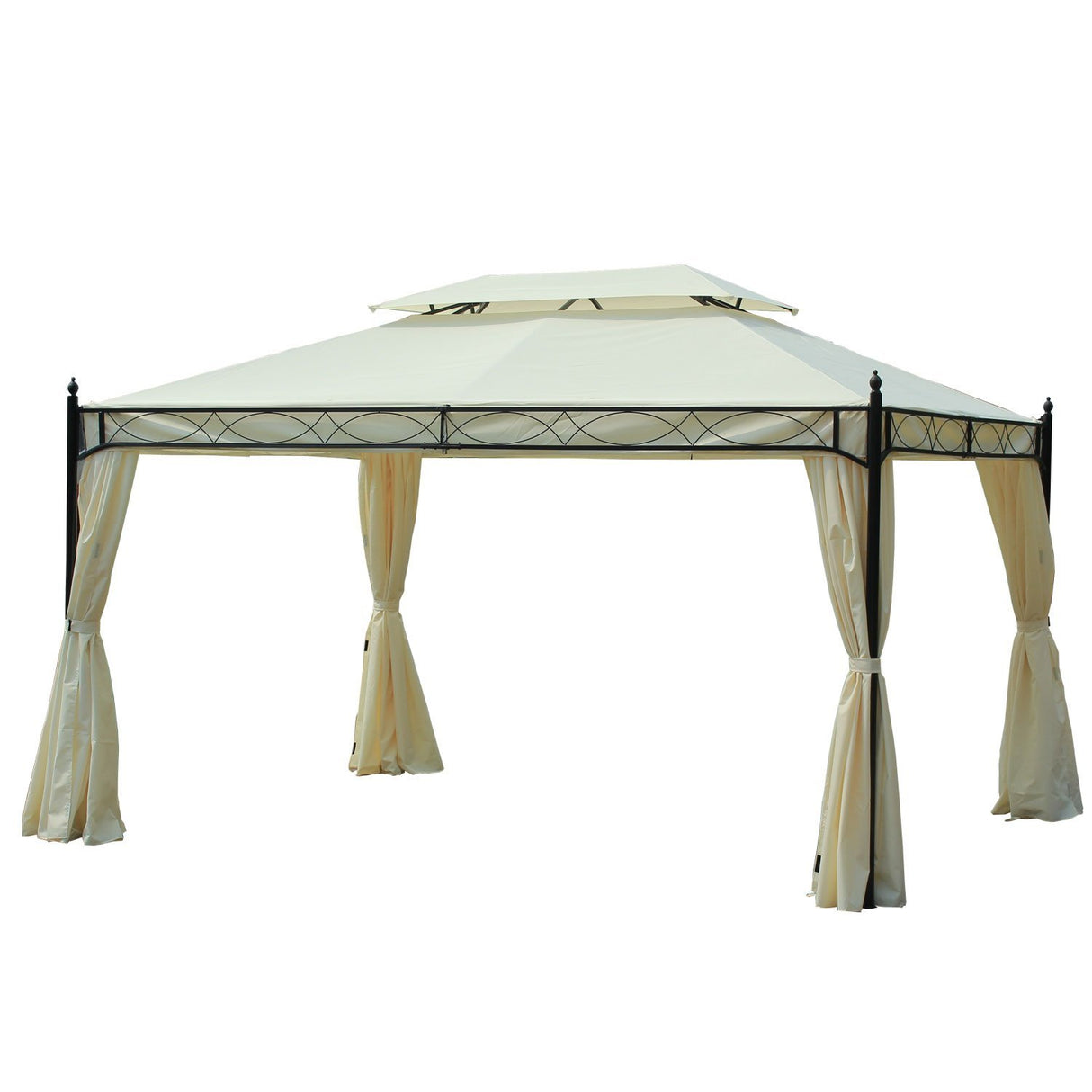 easycomfort easycomfort gazebo da giardino 3x4m in metallo con doppio tetto crema ean 8054144136127