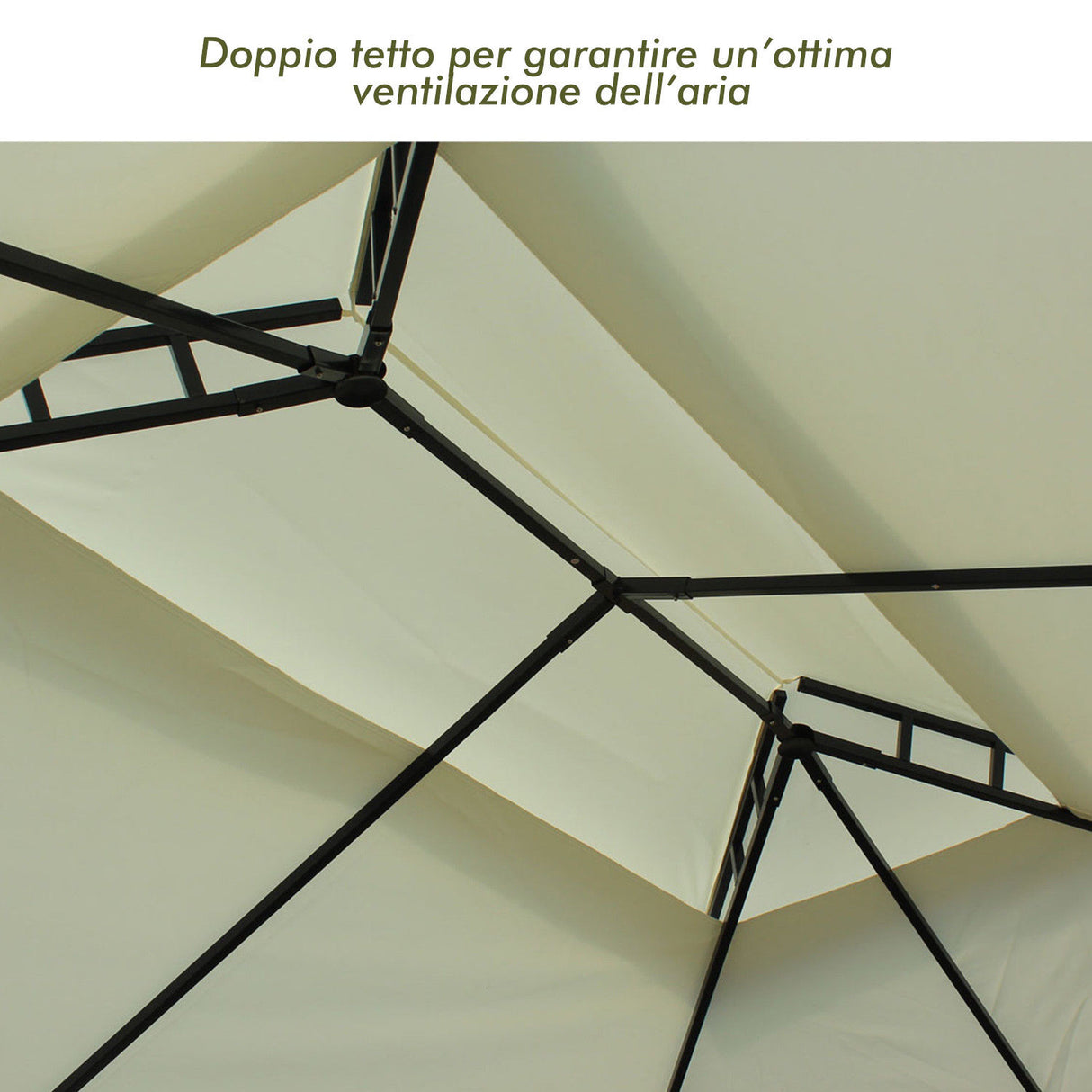 easycomfort easycomfort gazebo da giardino 3x4m in metallo con doppio tetto crema ean 8054144136127