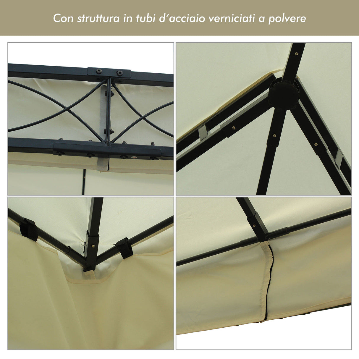 easycomfort easycomfort gazebo da giardino 3x4m in metallo con doppio tetto crema ean 8054144136127