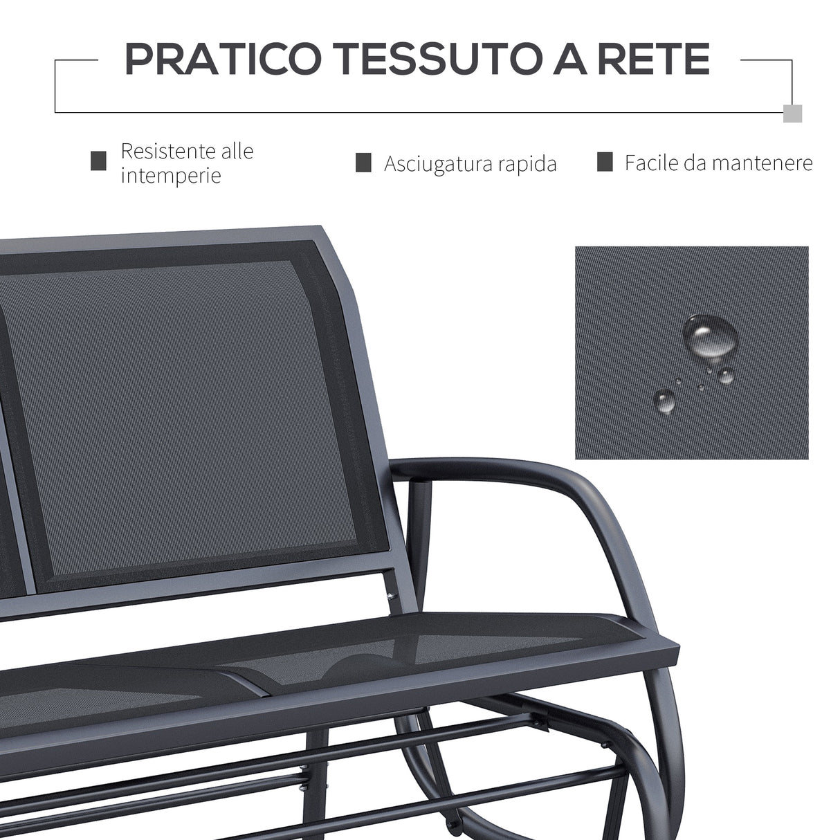 easycomfort easycomfort panchina a dondolo biposto in metallo nero 123x70x87cm ean 8054111843249