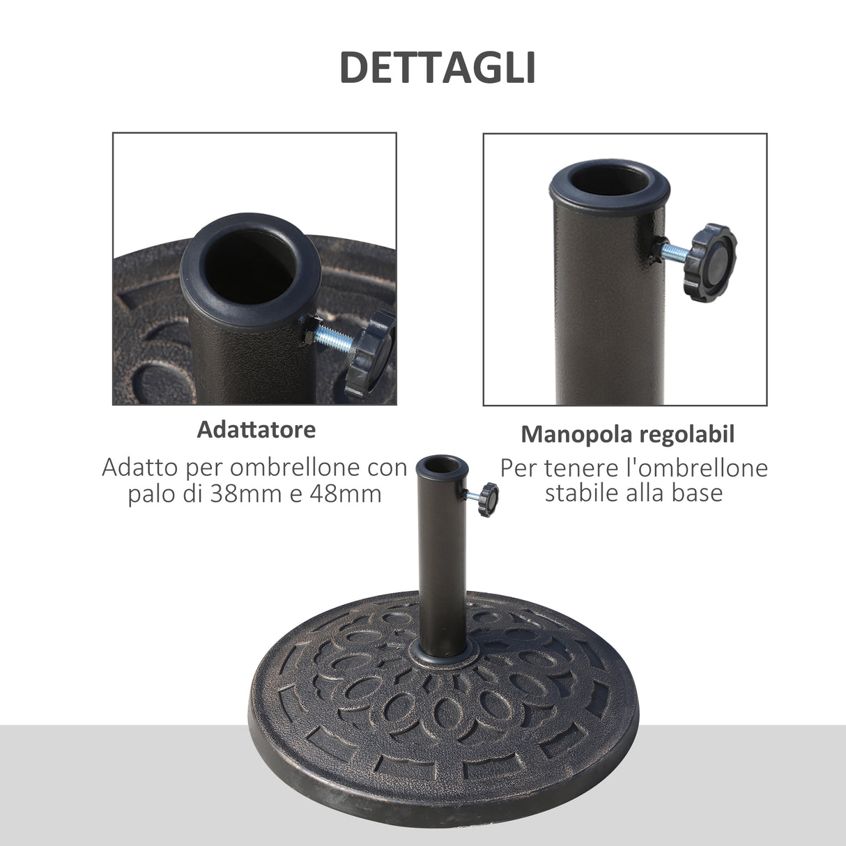 easycomfort easycomfort base per ombrellone 12kg in resina 48 5x34cm per pali 38 48mm bronzo