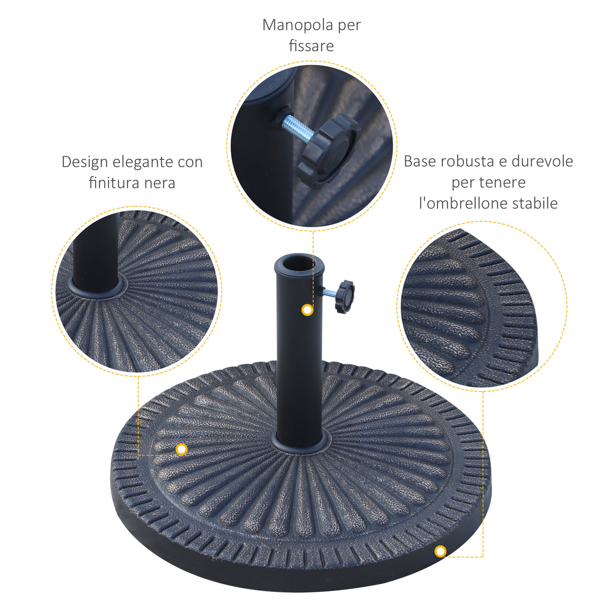 easycomfort easycomfort base per ombrellone diametro 38 48cm motivo floreale con manopola peso 15kg da giardino resina 49x32cm ean 8054144135366