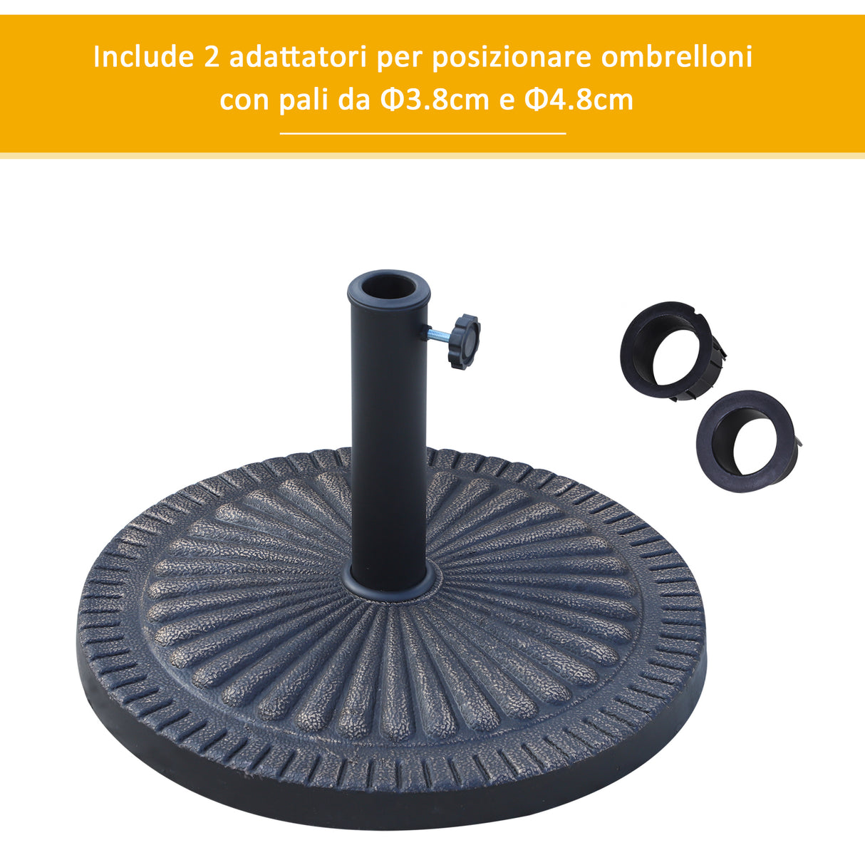 easycomfort easycomfort base per ombrellone diametro 38 48cm motivo floreale con manopola peso 15kg da giardino resina 49x32cm ean 8054144135366