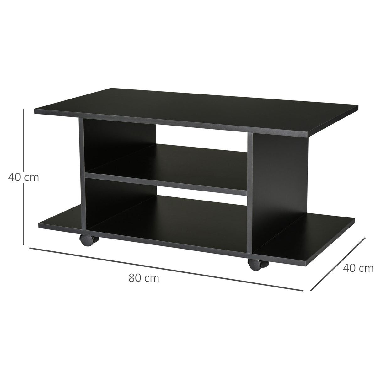 easycomfort easycomfort mobile porta tv in legno con ruote nero 80x40x40cm ean 8054144131672