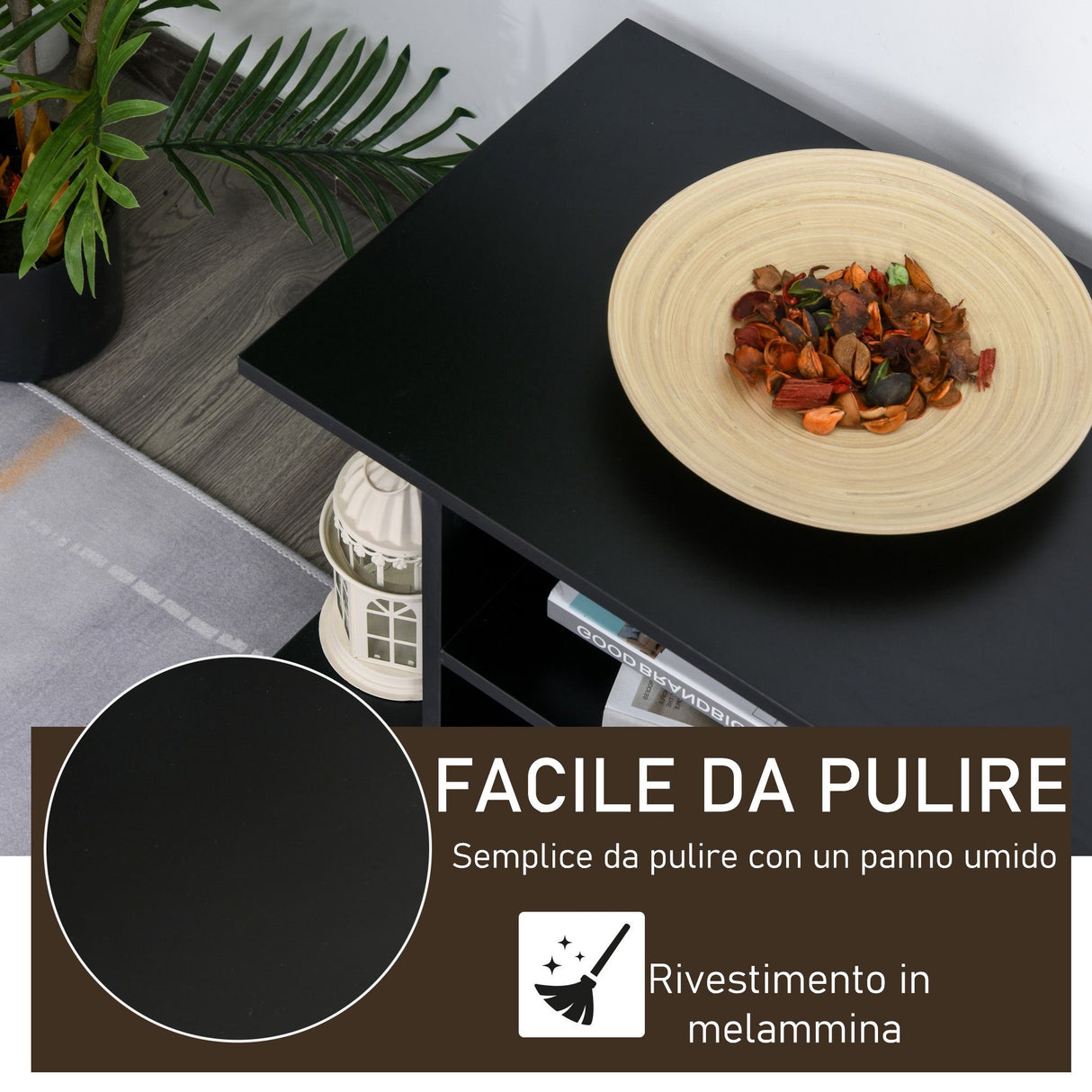 easycomfort easycomfort mobile porta tv in legno con ruote nero 80x40x40cm ean 8054144131672