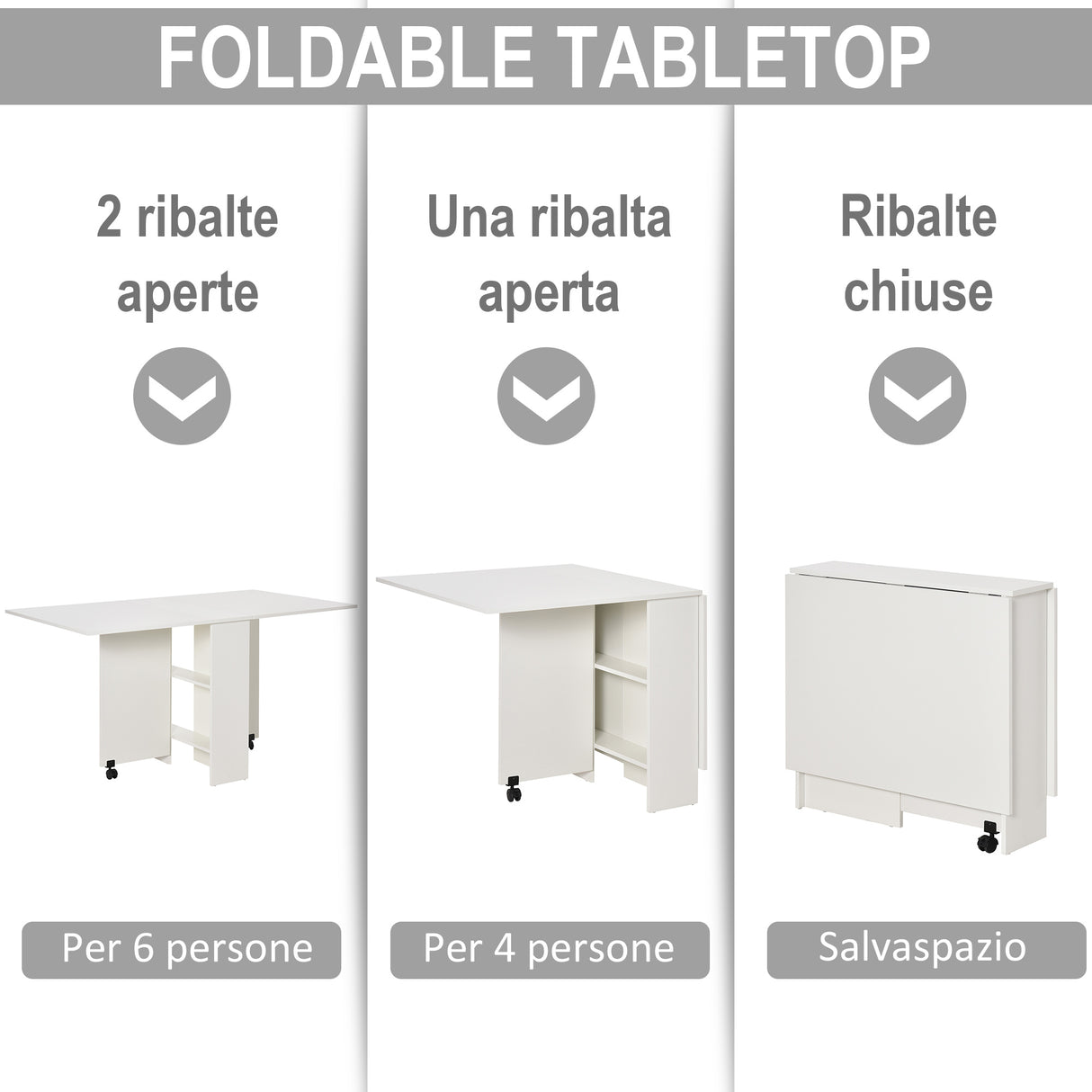 easycomfort easycomfort tavolo pieghevole in legno bianco tavolo richiudibile per 6 persone ean 8054111849241