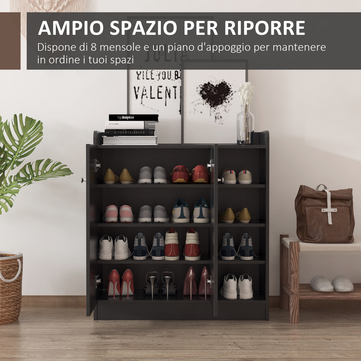 easycomfort easycomfort armadio scarpiera salvaspazio e moderna in legno per 12 paia di scarpe nero ean 8054111842204