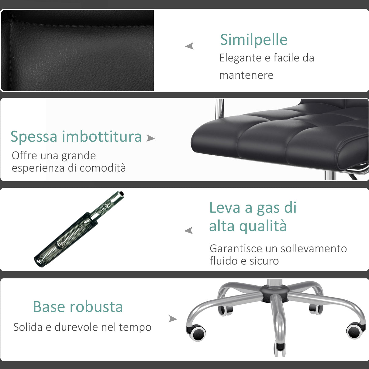 easycomfort easycomfort sedia da ufficio in ecopelle altezza regolabile con braccioli e ruote ean 8054144135267