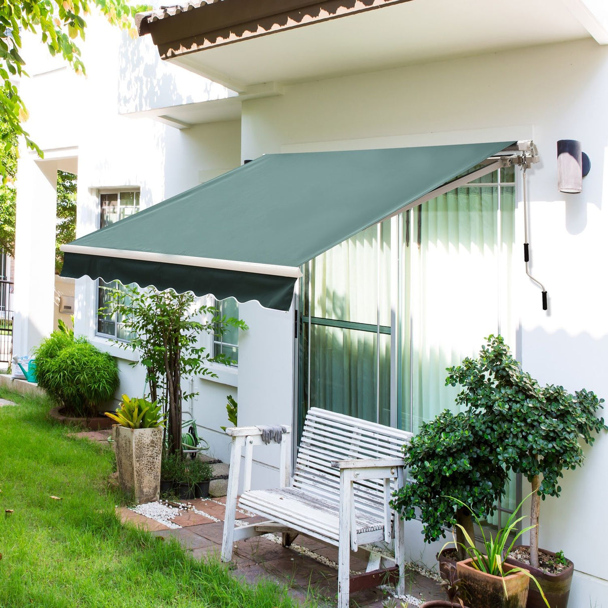 easycomfort easycomfort tenda da sole avvolgibile manuale a parete tessuto di poliestere 2.5 2m verde ean 8055776910932