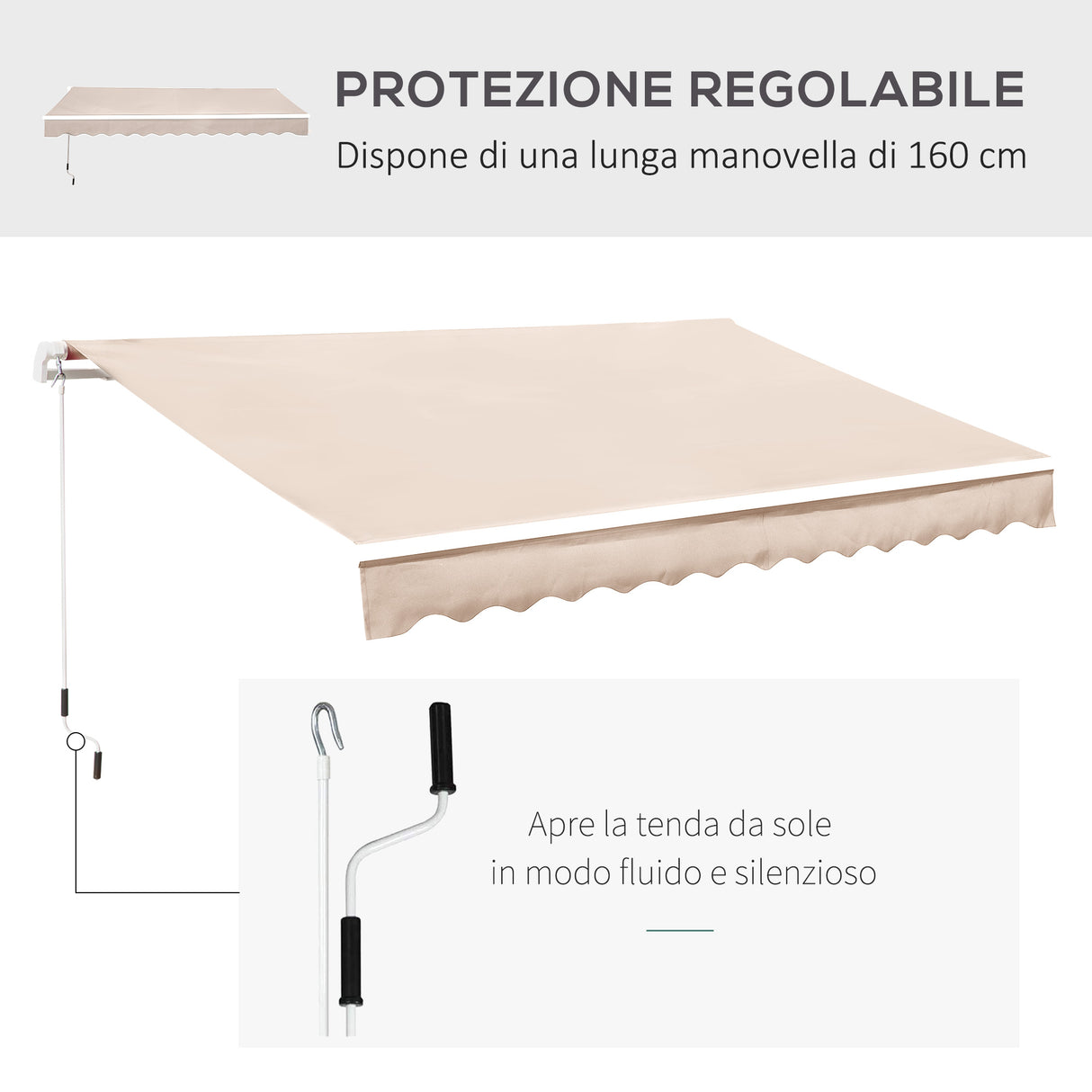 easycomfort easycomfort tenda da sole a bracci per esterno regolazione con manovella 300x250cm ean 8054144138312