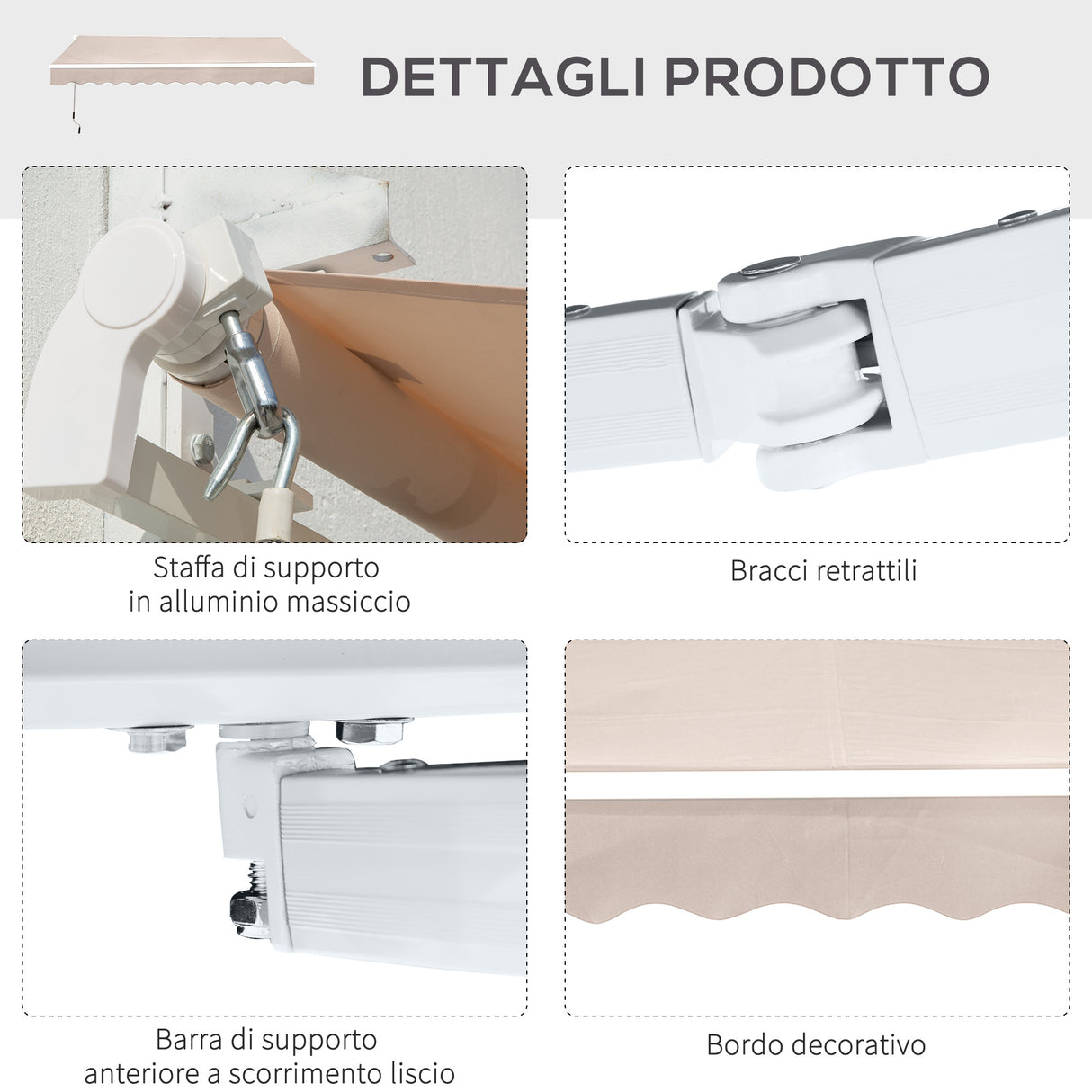 easycomfort easycomfort tenda da sole a bracci per esterno regolazione con manovella 300x250cm ean 8054144138312