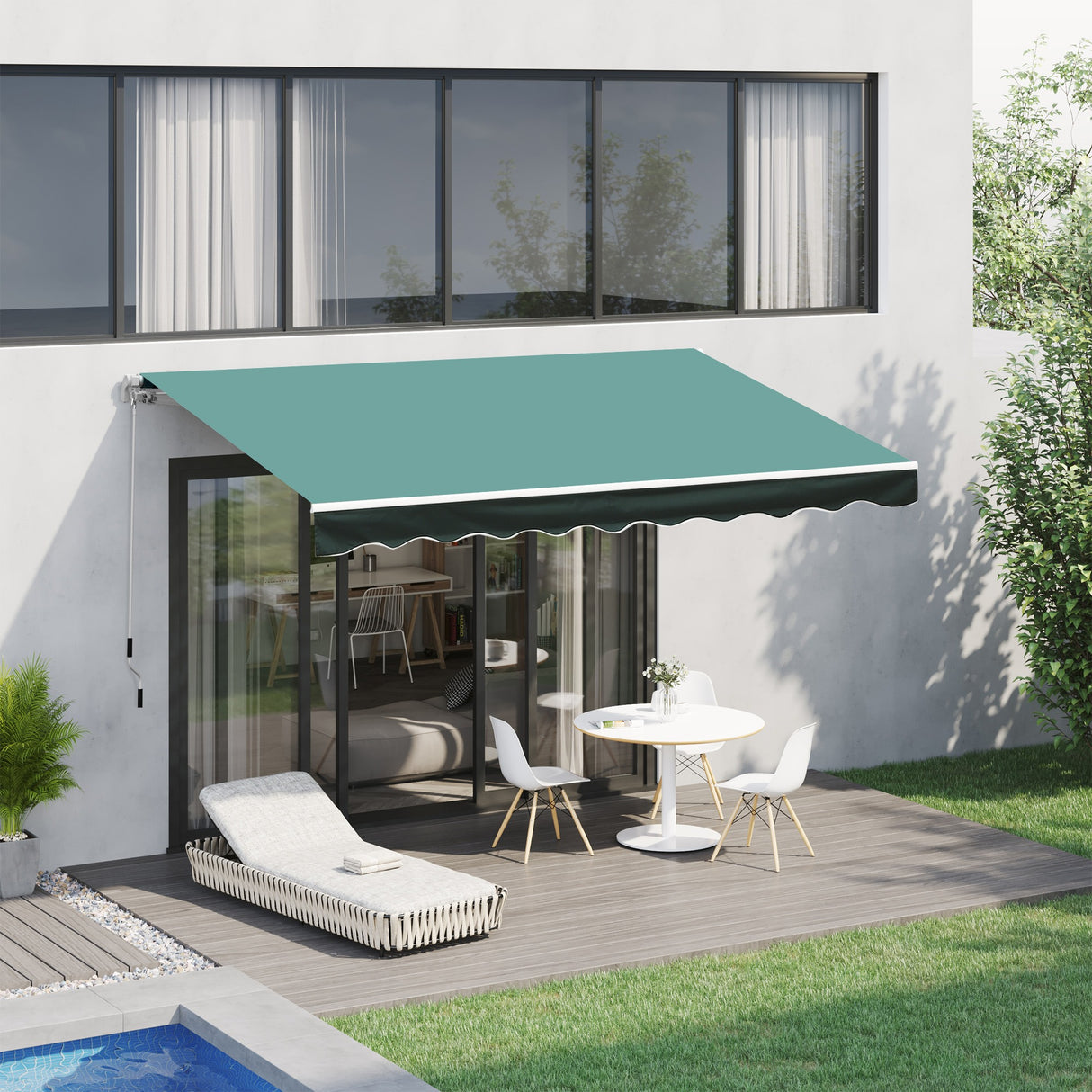 easycomfort easycomfort tenda da sole a bracci per esterno con manovella metallo e poliestere 3x2 5m verde