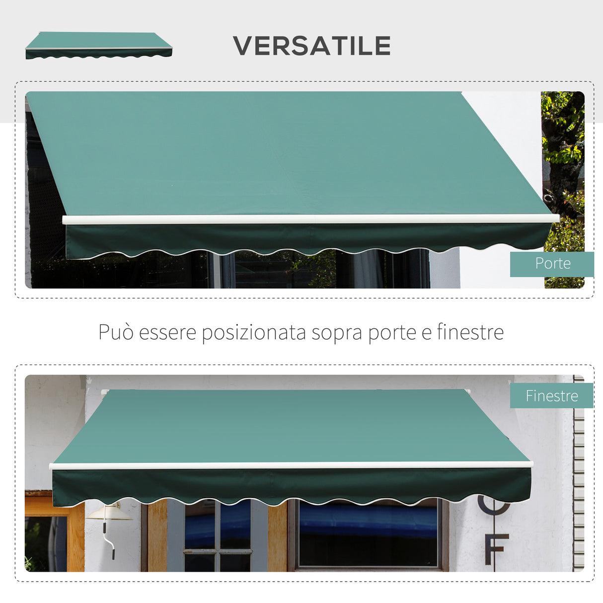 easycomfort easycomfort tenda da sole a bracci per esterno con manovella metallo e poliestere 3x2 5m verde
