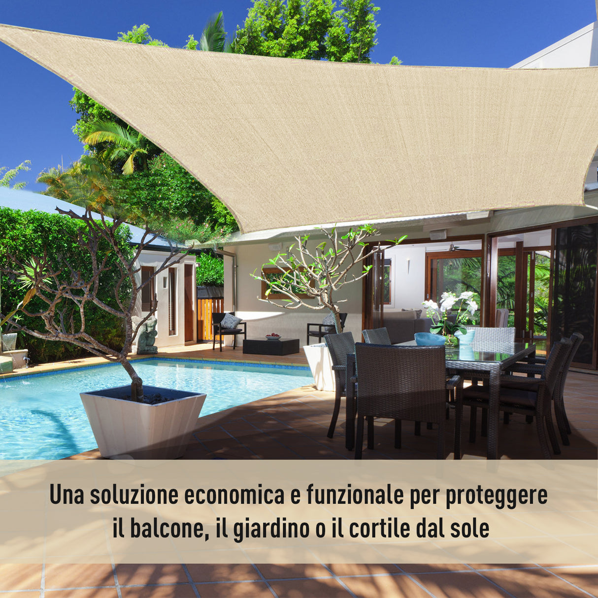 easycomfort easycomfort tenda da sole a vela quadrata in hdpe color sabbia 360x360cm ean 8054111847612