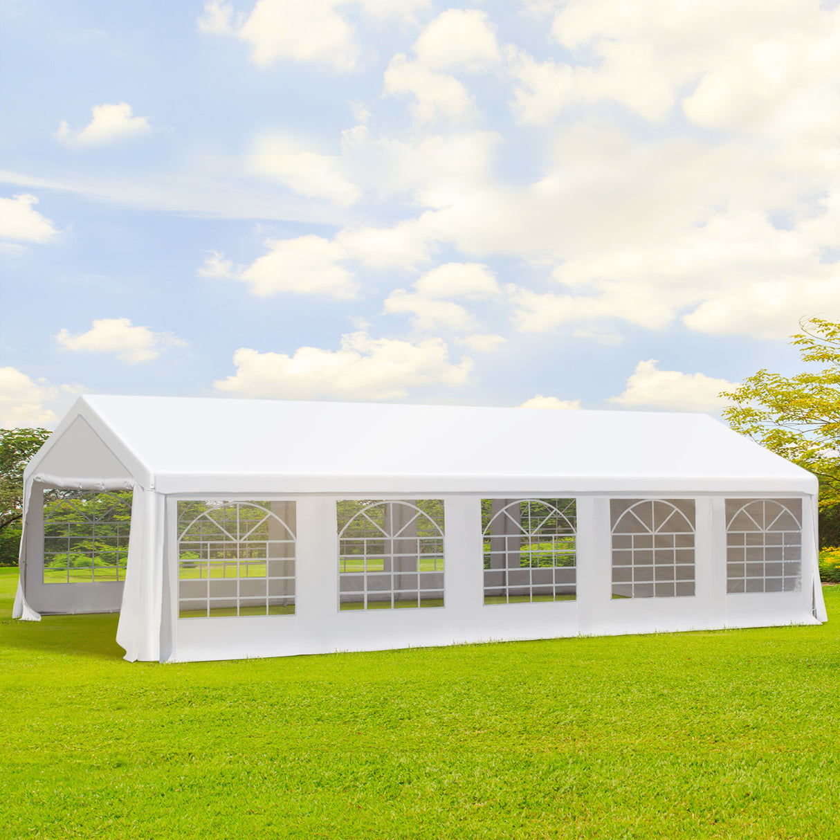 easycomfort easycomfort gazebo da giardino 10x6m con pareti rimovibili e finestre acciaio e poliestere