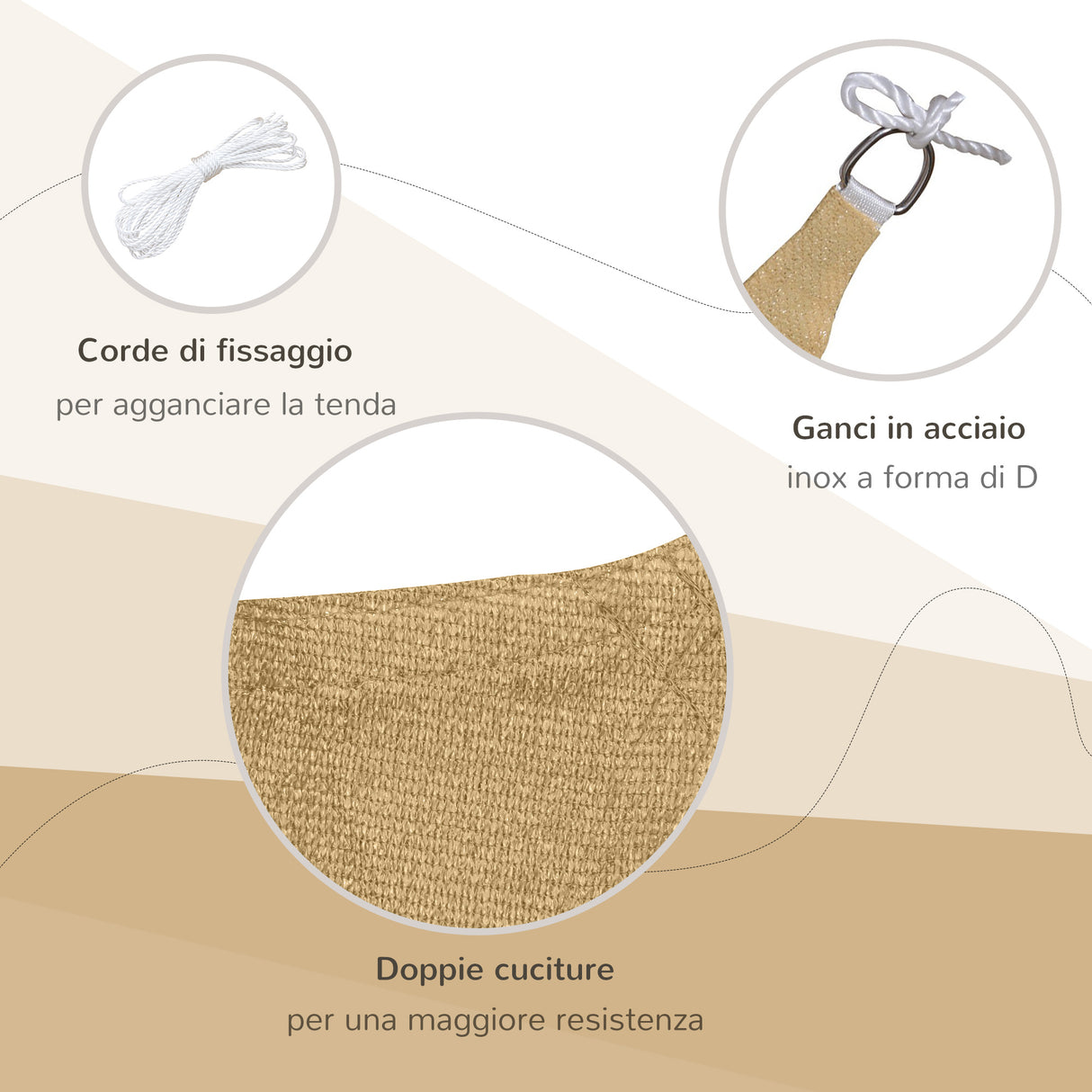 easycomfort easycomfort tende da sole a vela rettangolare protezione raggi uv in pe sabbia 4x6m ean 8054144137056