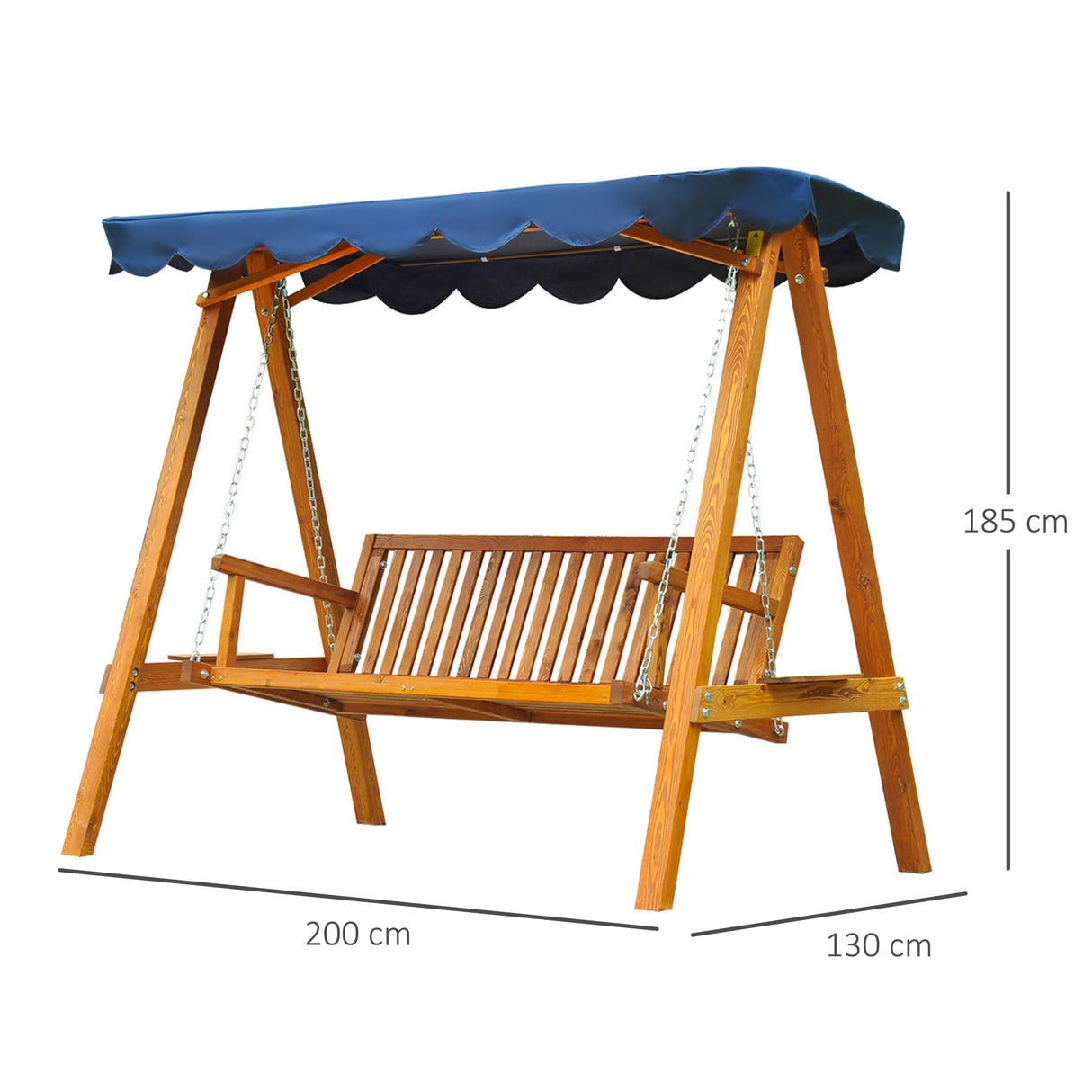 easycomfort easycomfort dondolo da giardino 3 posti con baldacchino in legno 200x 130x 185cm