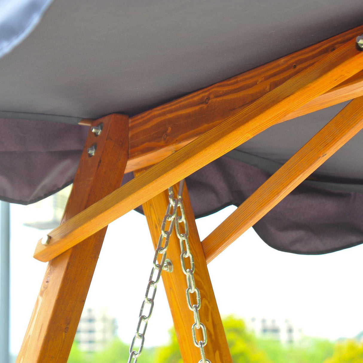 easycomfort easycomfort dondolo da giardino 3 posti con baldacchino in legno 200x 130x 185cm