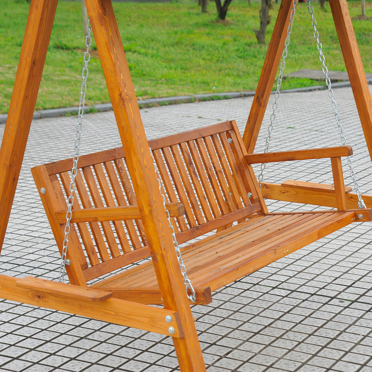 easycomfort easycomfort dondolo da giardino 3 posti con baldacchino in legno 200x 130x 185cm