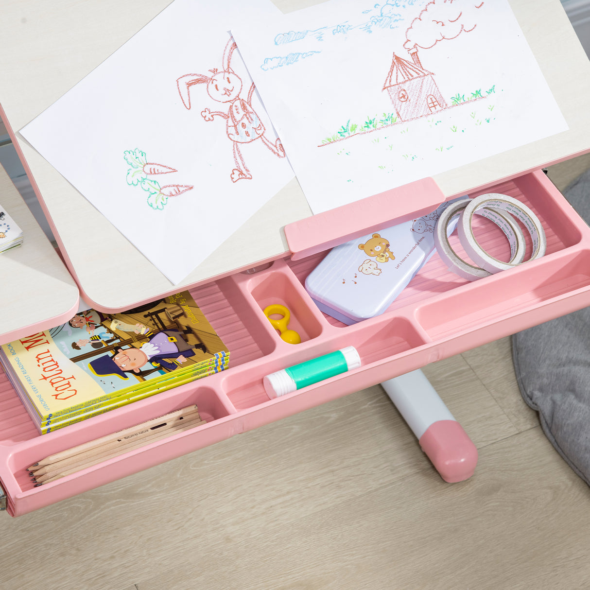 easycomfort easycomfort banco scuola con sedia per bambini 3 12 anni altezza regolabile e piano inclinabile rosa