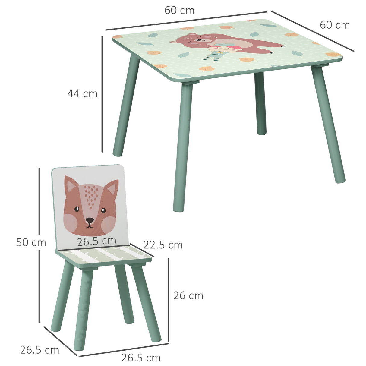 easycomfort easycomfort set tavolo e sedie 3 pezzi per bambini 3 8 anni in mdf e legno di pino verde