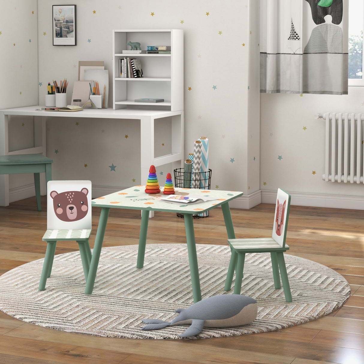 easycomfort easycomfort set tavolo e sedie 3 pezzi per bambini 3 8 anni in mdf e legno di pino verde