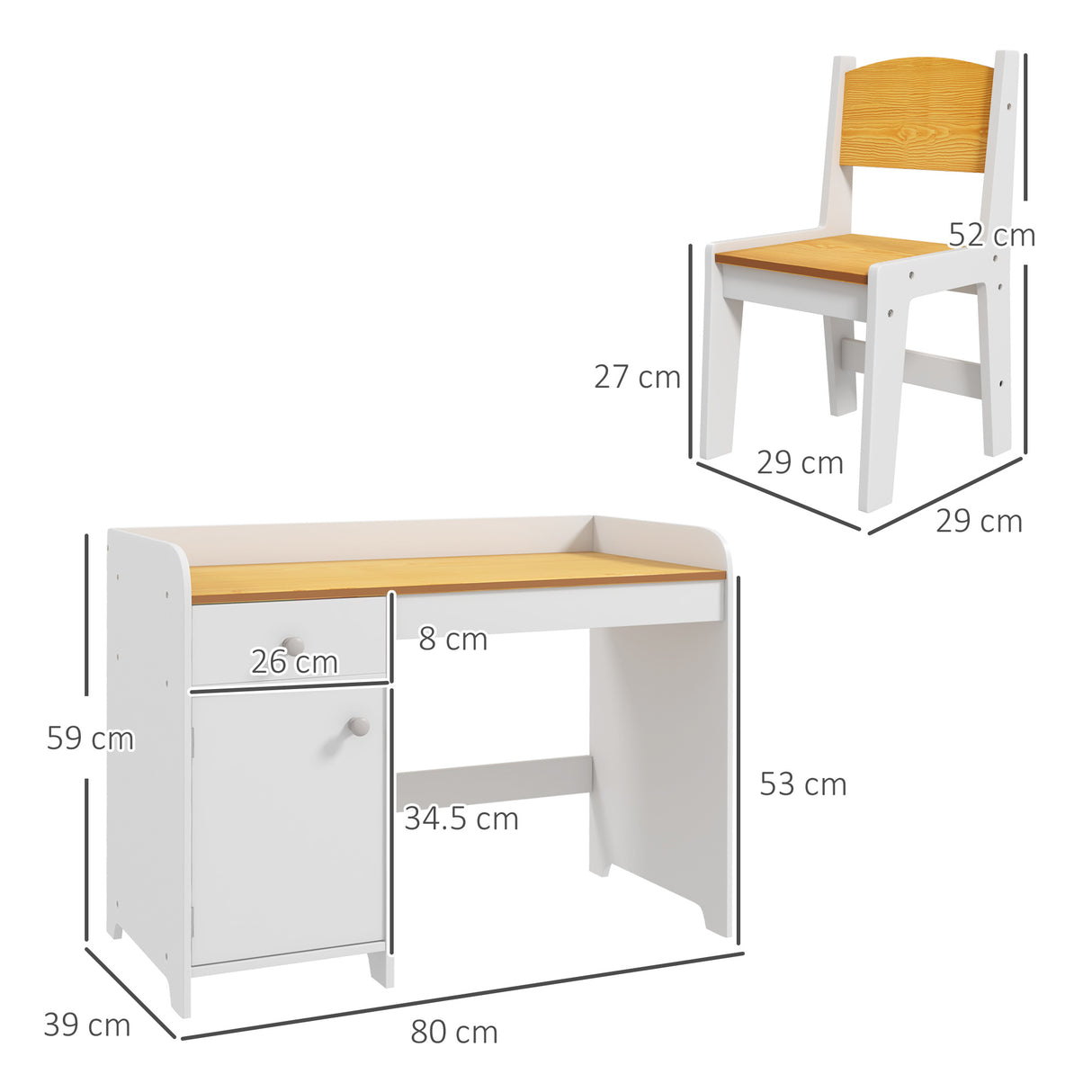easycomfort easycomfort banco scuola e sedia per bambini da 3 6 anni con cassetto e armadietto in legno bianco