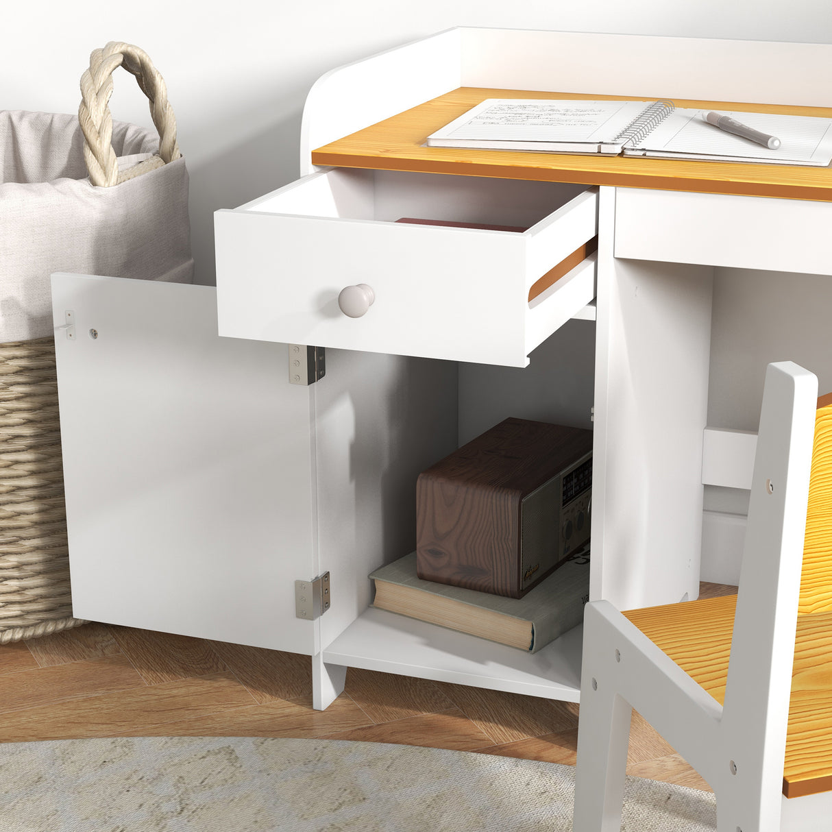 easycomfort easycomfort banco scuola e sedia per bambini da 3 6 anni con cassetto e armadietto in legno bianco