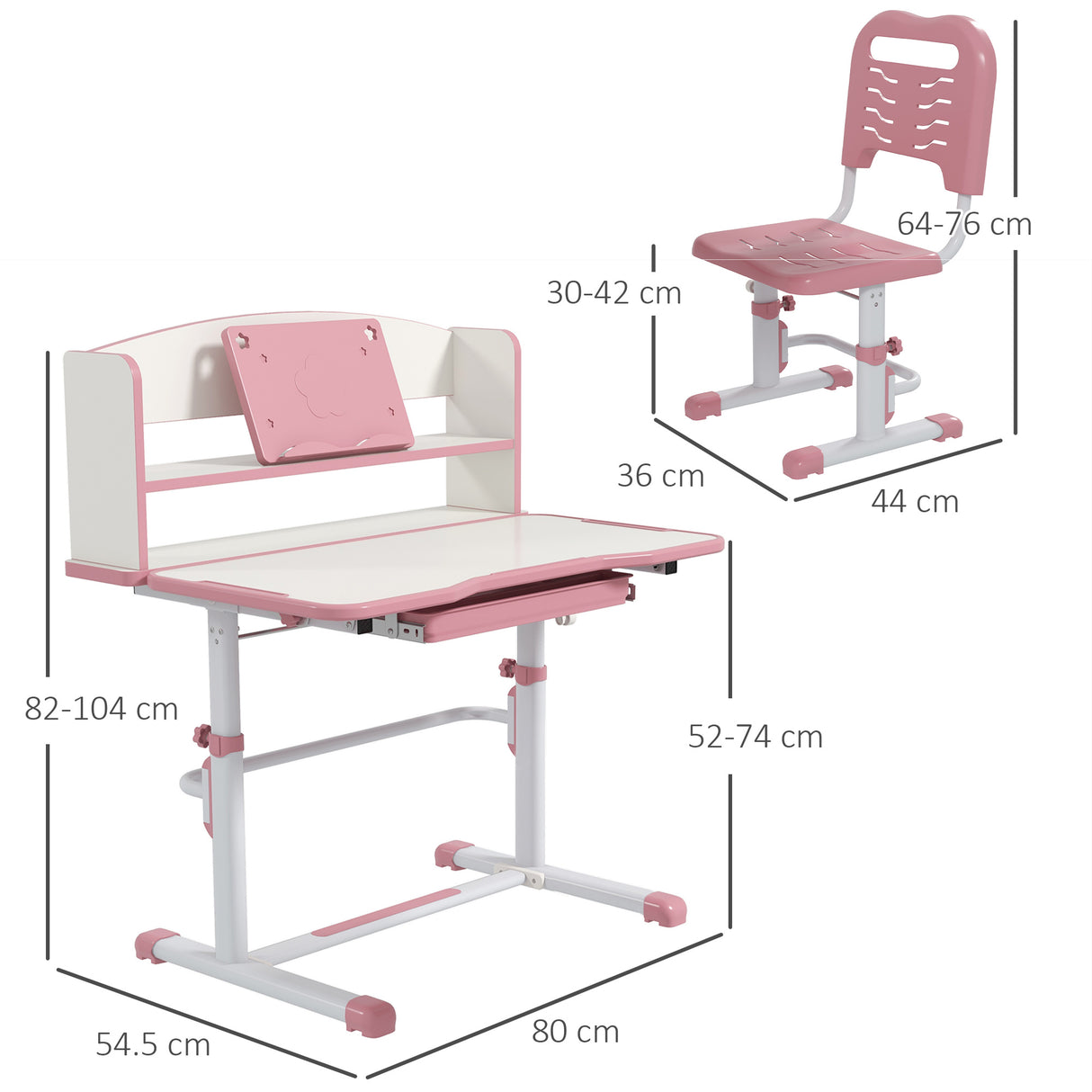 easycomfort easycomfort set scrivania per bambini con sedia regolabile in altezza e piano inclinabile eta 6 12 anni rosa